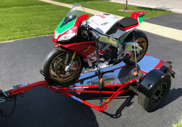 Red Single Ride On Trailer with Aprilia